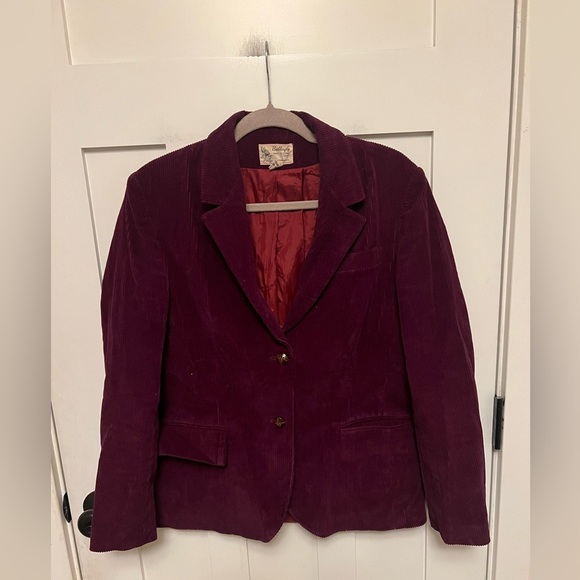 butterfly Prestige Jackets & Blazers - Vintage Maroon Corduroy Blazer Size 10 Two Button Pocket Butterfly Prestige